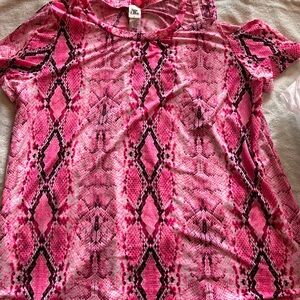 Sew In Love Vibrant Pink and Black Snake Print Short Sleeve Top